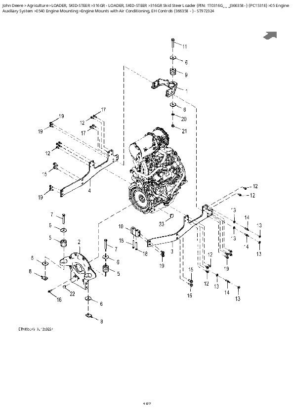 John Deere 316GR Skid Steer Loader Parts Catalog A++ Repair Manual Store